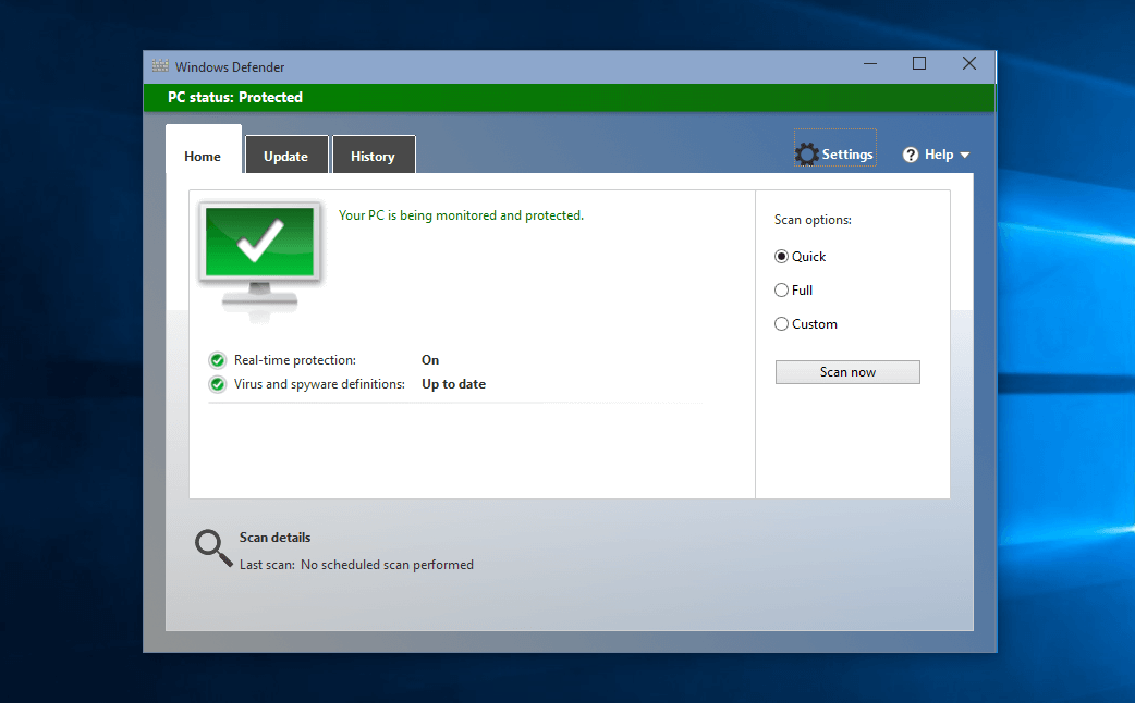 planifier l’analyse de Windows Defender sous Windows 10