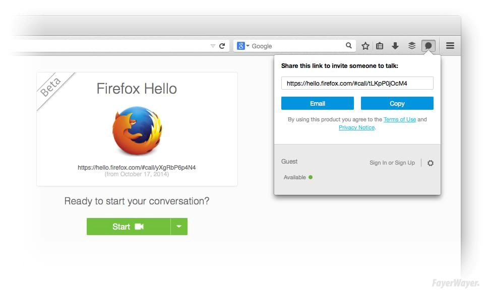 désactiver Firefox Hello