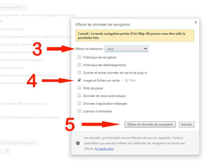 Vider le cache de Google Chrome