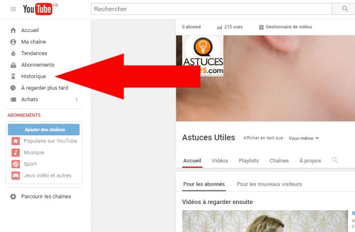 désactiver l’historique sur YouTube