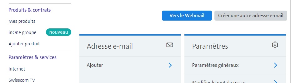ajouter une adresse email bluewin